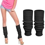 GOZINA Warme Leg Warmers, Stulpen für Damen, Elastische Beinstulpen Damen, Stulpen Damen Schwarz