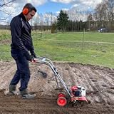 Benzin Gartenhacke (NEU) Effektive Bodenbearbeitung mit 25 cm Arbeitsbreite – 2-Takt Motor – 16...