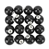 POENVFPO 16pcs Schwarzes Harz Acht Ball Set, 2,3 -Zoll -Durchmesser Ersatzbildern für Spielzimmer
