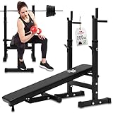 C.P.Sports Hantelbank klappbar bis 200kg mit verstellbarer Langhantel Ablage + Dip-Station |...