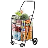 VEVOR Einkaufswagen zusammenklappbarer Einkaufstrolley mit Schwenkrädern & 40,8 kg großer...