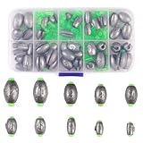 50 Stück Abnehmbare Angelgewichte, Oval Laufblei Angeln, Wiederverwendbar Durchlaufblei, Rostfrei...