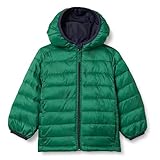 Amazon Essentials Jungen Leichte, Wasserabweisende, verstaubarer Puffermantel mit Kapuze, Grün, 8...