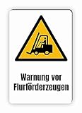 Warnzeichen (W014) Warnung vor Flurförderzeugen - Eckiges Warnschild mit Text - Warnschild mit Text...