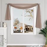 Yujiao Mao Uni Farbe Voile Freihandbogen Schals Querbehang Deko Gardinen Taupe BxL 140X300cm