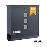 Zedelmaier XXL Personalisiert Briefkasten mit Edelstahl Namensschild 35 x 35 cm mit 4 Schlüsseln...