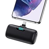 Feob Power Bank USB C 5000mAh, 15W PD 3.0A Schnelles Aufladen Powerbank Schlank LCD Display Extrener...