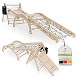 Juskys Kletterdreieck Movario Groß - Indoor Klettergerüst mit Rutsche & Kletterbogen - Dreieck...