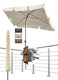 Menz Sonnenschirm Balkon - 3-IN-1 Sonnenschutz Balkon SET in Beige - UPF 50+ Sonnenschirm rechteckig...