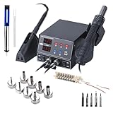 Lötstation 800W 2 In 1 Digitalanzeige SMD-Nacharbeit Heißluftpistole Lötkolben Schweißen...