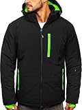 BOLF Herren Winterjacke Skijacke Snowboardjacke mit Reißverschluss und Kapuze Bündchen Outdoor...