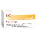 apodiscounter Cetirizin 10 mg - 100 Stück Allergie-Filmtabletten gegen Heuschnupfen, Allergien,...