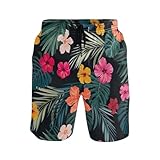 GuoChe Herren-Badehose, tropisches Muster, schnell trocknend, Strandmode, Strand-Badehose,...