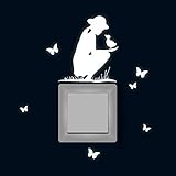 Lichtschaltertattoo Lichtschalteraufkleber Lichtschaltersticker Wandtattoo Wandbild Mädchen mit...