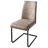 Invicta Interior Industrial Freischwinger Stuhl Apartment antik Taupe mit Metallgestell...