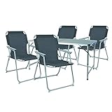 Mojawo 5-teiliges Campingmöbel Set Alu 120x60x58/70cm 1x XXL Campingtisch mit Tragegriff + 4...