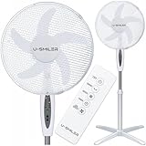 U-SMILER Ventilator mit Fernbedienung, Standventilator sehr Leise 55W, 5 Klingen, 90° Oszillation,...