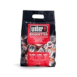 Weber Grill-Briketts (2kg Sack), für lange und konstante Glut, ideal für längeres Grillen des...