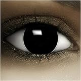 FXCONTACTS Jahreslinsen Schwarz HEXE + Tattoos + Kontaktlinsenbehälter, 2 Stück (1 Paar) farbige...