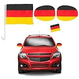 SANLIUSANJIU Autofensterfahnen Deutschland + Autospiegelbezug Deutschland, 3 er Deutsche Fussball...