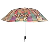 Generisch Vintage Buntglas-Klappschirm – 100 cm, winddichter Sonnenschirm | Transparentes...