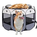 Exquilnova Tragbarer Welpenauslauf, Hundelaufstall Faltbar Laufstall Katzengehege für Wohnung,...