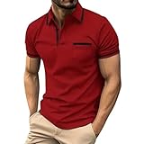 Poloshirt Herren Kurzarm Tshirt Leicht Shirt Mit Knöpfen/Reißverschluss V-Ausschnitt Hemd Kurzarm...