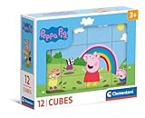 Clementoni Peppa Pig 12 Würfel Puzzle Kinder - Geschicklichkeitsspiel für Kinder ab 3 Jahren -...
