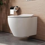 DeerValley Wand WC Spülrandloses Hänge Toilette mit Absenkautomatik, Geräuscharmem Sitz & Glatter...