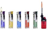 5X Piezo Einweg Feuerzeug mit Gasbehälter transparent, Gasfeuerzeug Normale Flamme + 1x...