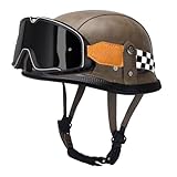 Vintage Motorrad Halbhelme Mofa Halbschalenhelm Jethelm ECEDOT Zertifiziert Brain Cap Helmet Mit...
