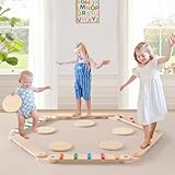 BBTEQEKN Kleinkinder Schwebebalken mit 6 Balanciersteine frei kombinierbar, Montessori Balance Board...