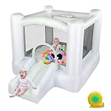 LEADZM Hüpfburg mit Gebläse, Rutsche und Trampolin, Macaron Farben Aufblasbarer Spielplatz...