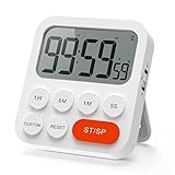 LIORQUE Digitaler Küchentimer Magnetisch Stoppuhr Timer mit Uhr, Magnet, 3-stufiger Lautstärke,...