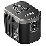 LENCENT Reiseadapter Weltweit Internationaler Reisestecker mit 2 USB Anschlüße AC Steckdose Travel...