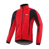 ARSUXEO Herren Radjacke wasserdicht Winddicht Winter Thermal Atmungsaktiv Fahrradbekleidung 15K Rot...