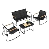 SONGMICS Gartenmöbel-Set, Balkonmöbel, 2 Schaukelstühle mit Tisch, Gartenbank, Stahl,...