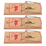 Mausefalle aus Holz, 3 Stück, wiederverwendbar, hohe Schlagkraft, plastikfrei, Mäusefallen,...