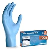 ARNOMED Nitril Einweghandschuhe 100 Stück/Box, L, puderfreie & latexfreie Einmalhandschuhe, Blaue...