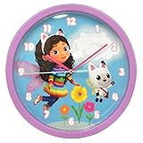 CARTOON Analoge Wanduhr für Kinder, 25 cm, für Spielzimmer (Gabby's Dollhouse)