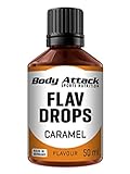 Body Attack Flav Drops®, 50 ml, Caramel, Aromatropfen für Lebensmittel, zuckerfreie Flavour Drops...