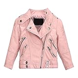 SXSHUN Lederjacke Kinder Mädchen Jacke PU Motorrad Bikerjacke Übergangsjacke Frühling und Herbst...