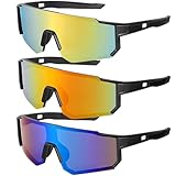 Utensilsto 3 Stück Schnelle Brille Herren Damen Fahrradbrille UV 400 Sportbrille Sport Sonnenbrille...