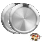 BOBOZHONG Edelstahl Rundes Geschirr,2 Stück Silber Unterteller Silber Edelstahl Teller Φ 20cm...