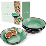 Sänger | Suppenteller Palm Beach tief, 4-teiliges Set aus Steingut, Suppenschalen, Teller Set 750...