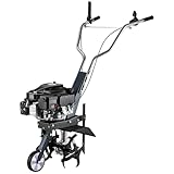 Wiltec Benzin Bodenhacke 36 cm Arbeitsbreite, Gartenhacke mit Motor 144 CCM, Motorhacke 4 Klingen,...