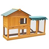 Deuba Kaninchenstall Winterfest, Hasenstall aus Holz mit Freilaufgehege, 152x51x95 cm, Asphaltdach,...