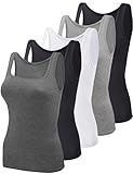 BQTQ 5 Stück Unterhemd Damen Tank Top mit Quadratischem Ausschnitt, Elastische Tank Tops Camisole...