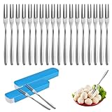 Serviergabel Set, 20 Stück Edelstahl Poliert Dessertgabeln Obstgabeln Mini Gabeln Pommesgabel mit...