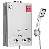 Fulgutonit 10L Gasdurchlauferhitzer mit Druckdusche,LPG Propan Butan Gas Durchlauferhitzer Passend...